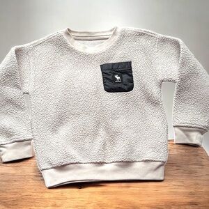 Abercrombie Kids Boys 7/8 Sherpa Fleece Pullover Sweatshirt Cream Long Sleeve